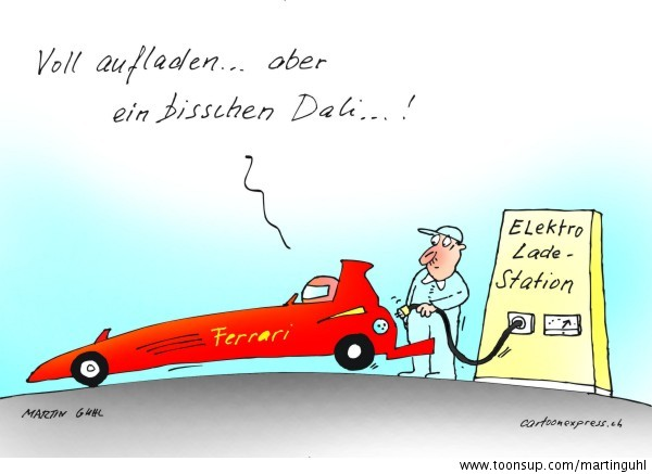 Cartoon: ferrari elektro antrieb formel 1 energie motor auto 1