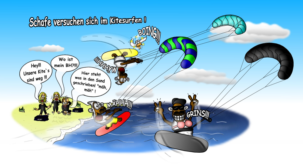 Cartoon: Kitesurfen 1