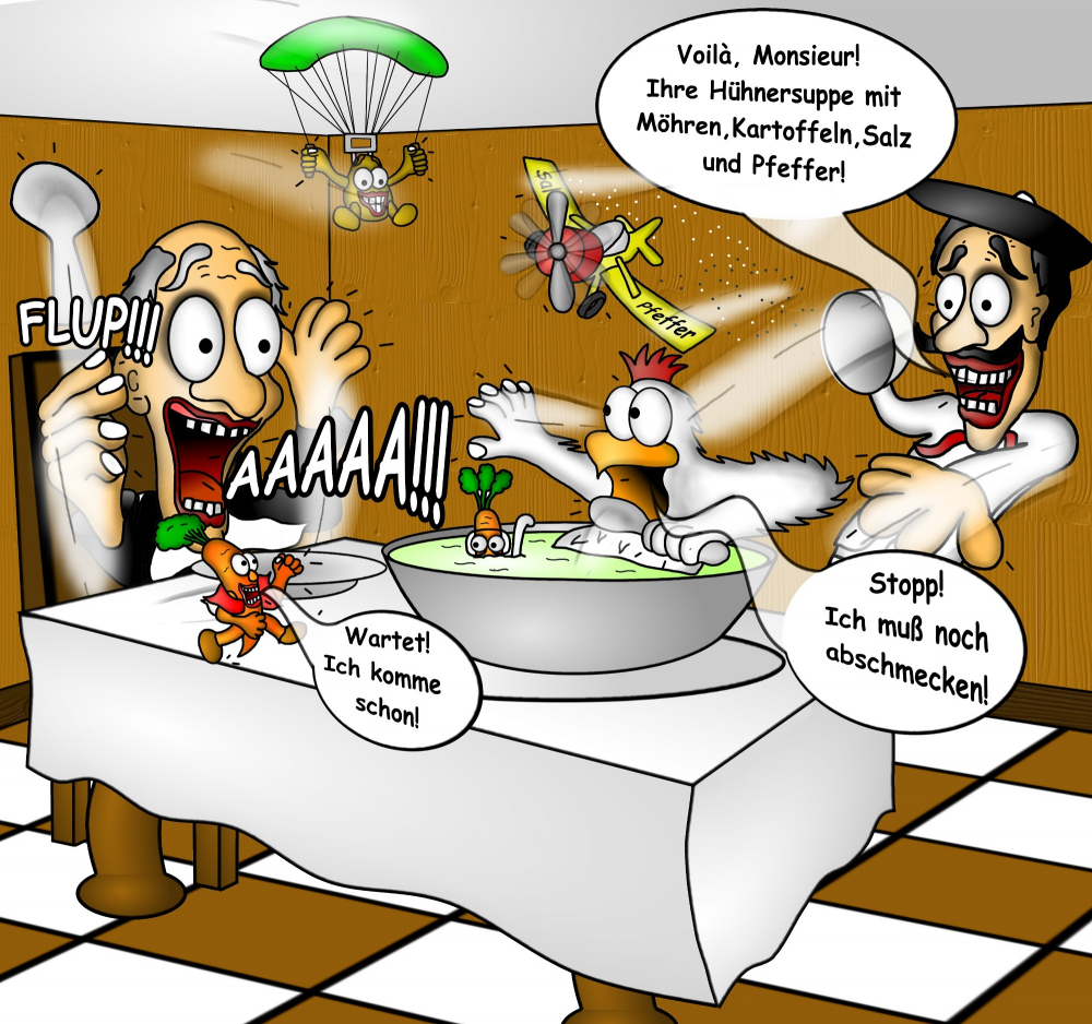 Cartoon: Hühnersuppe 1