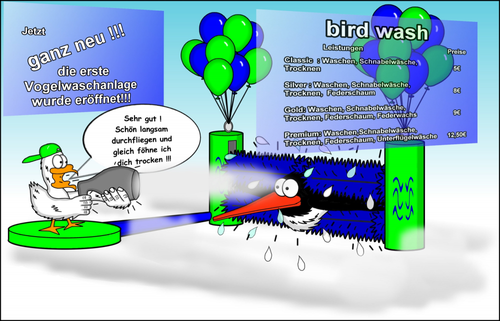 Cartoon: Vogelwaschanlage 1