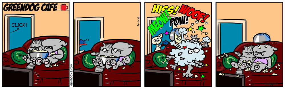 Cartoon: Best Friends sharing popcorn 1