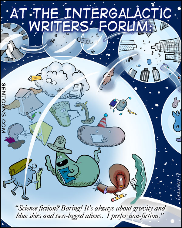 Cartoon: Intergalaktische Schriftsteller forum 1
