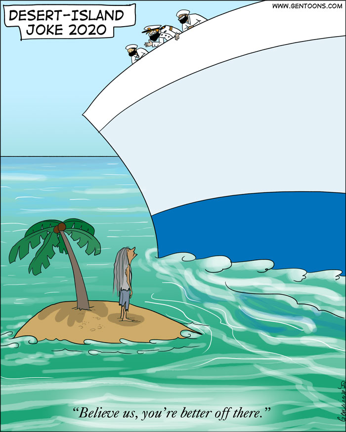 Cartoon: Desert-Island Joke 2020 1