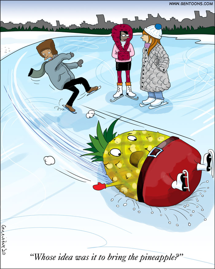 Cartoon: Eislaufen mit Ananas 1