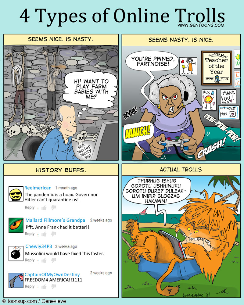 Cartoon: 4 Types of Online Trolls 1
