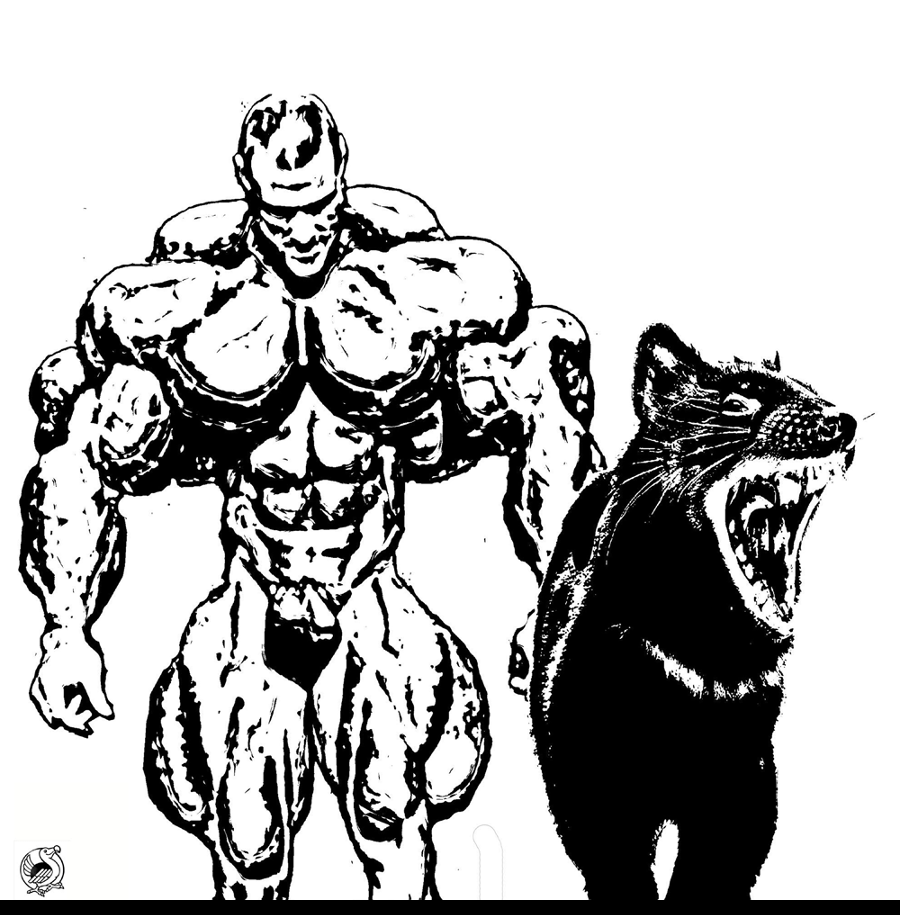 Concept Art / Character Design: Bodybuilder mit Tasmanian Devil 1
