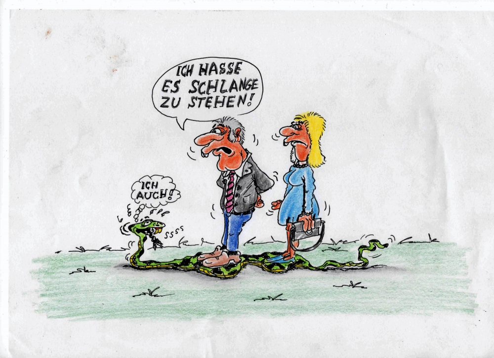 Cartoon: Schlangestehen 1