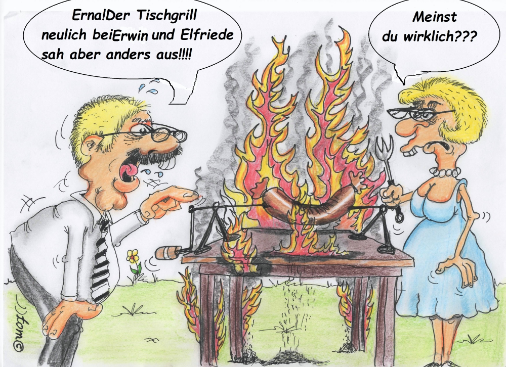 Cartoon: Ernst und Erna grillen 1