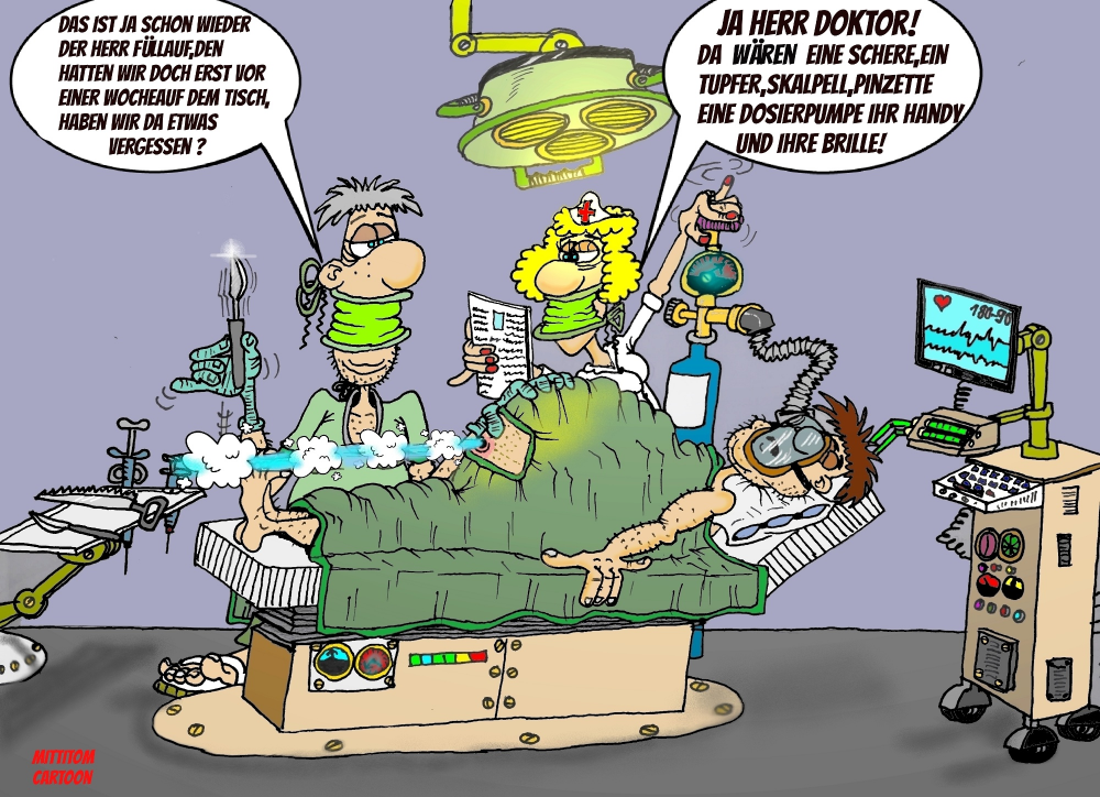 Cartoon: Aufschneider im OP 1