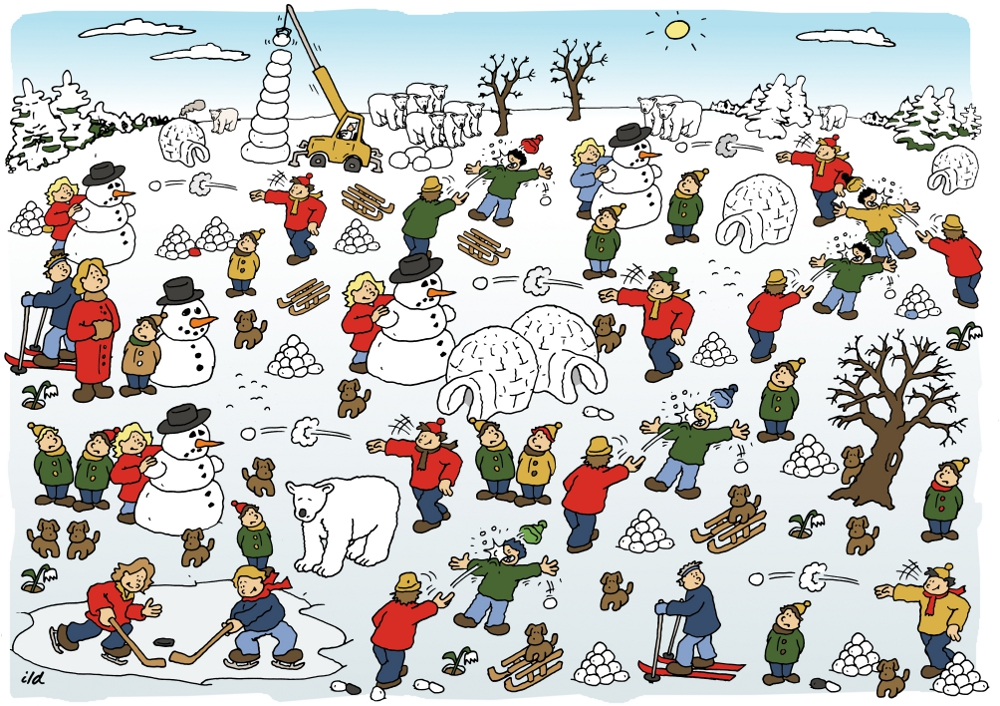 Cartoon: Winter-Wimmelbild 1