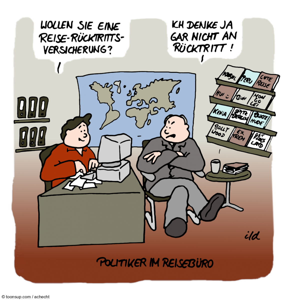 Cartoon: Reiserücktrittsversicherung (Remake) 1