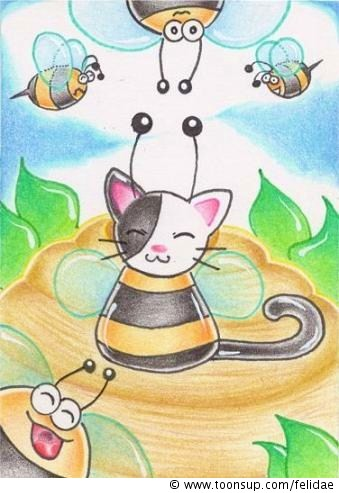 Illustration: Kiity or Bee (auf 6,4 x 8,9 cm) 1