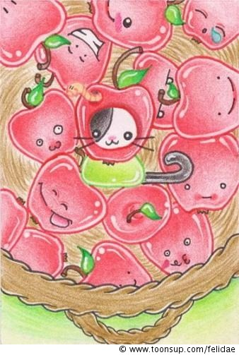 Illustration: Kitty or Apple (auf 6,4 x 8,9 cm) 1