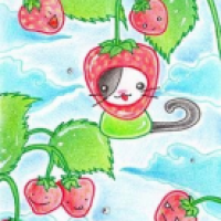 Kitty or Strawberry (auf 6,4 x 8,9 cm)