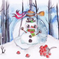 Winter, mit Schnee und Schneemann!