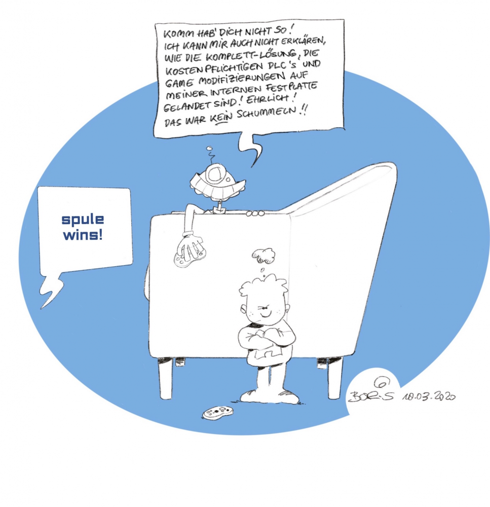 Cartoon: Schummeln beim Gamen 1