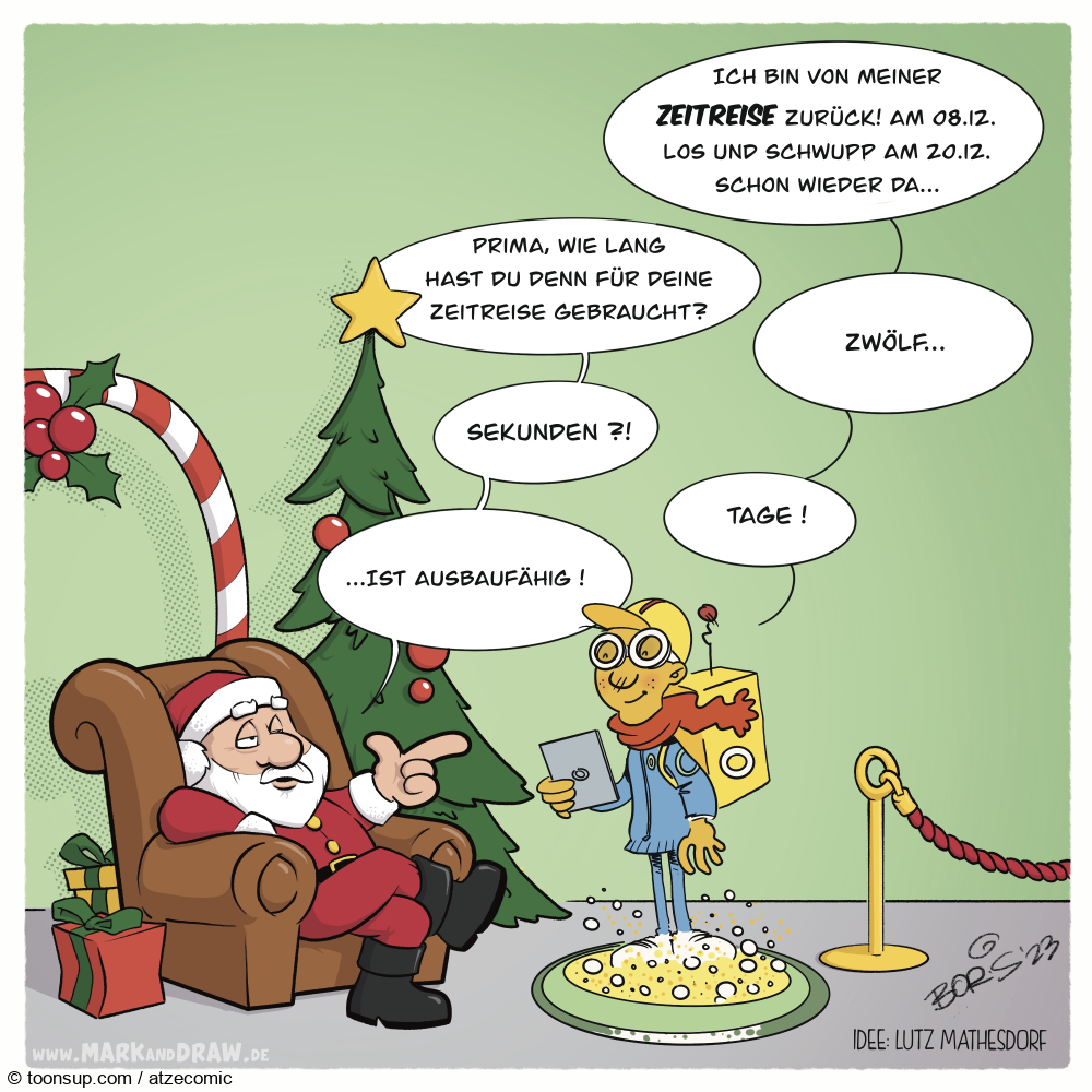 Cartoon: Finish the Cartoon Xmas 2023 Edition Zeitreisender (2) 1