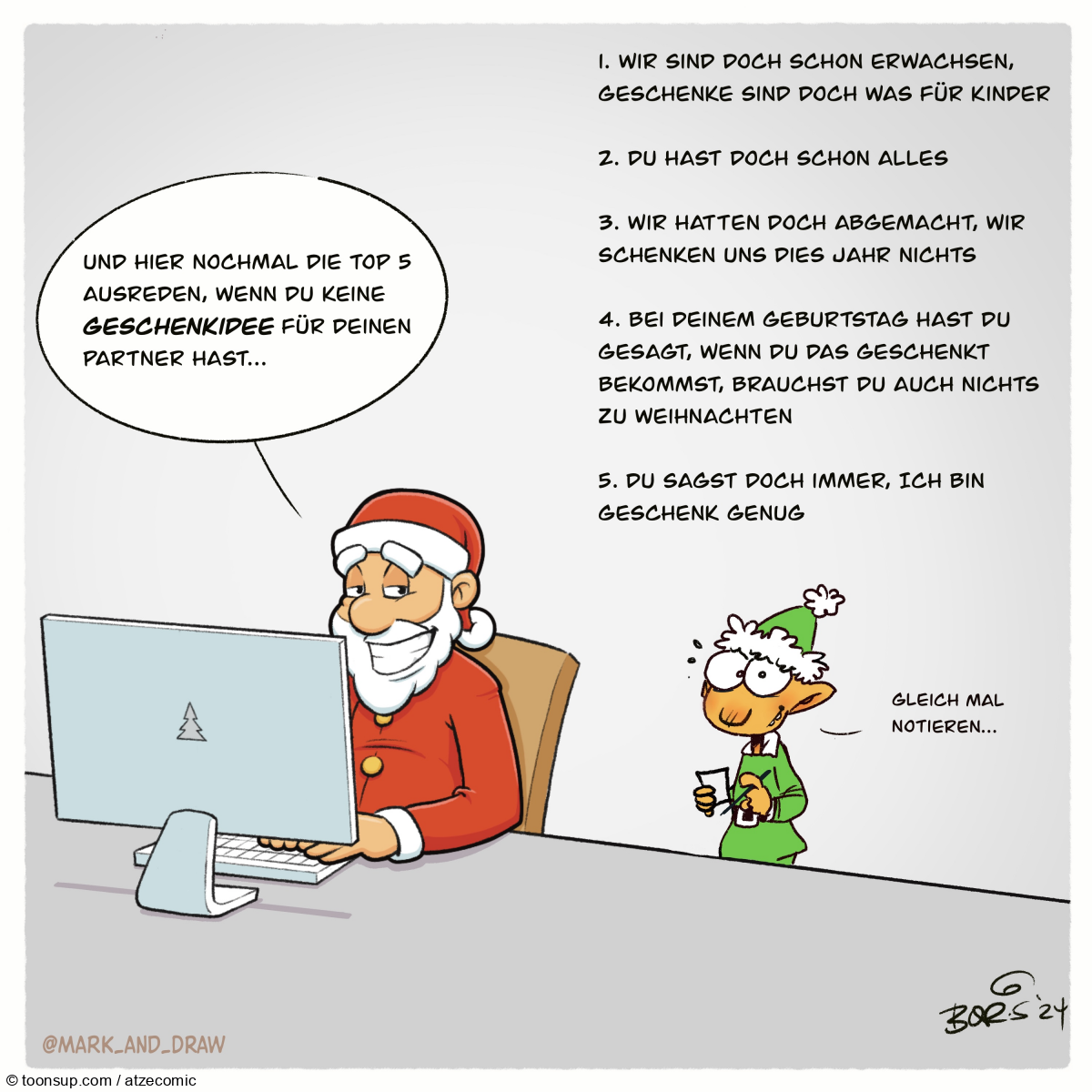 Cartoon: Finish the Cartoon Xmas 2024 Edition - Ausreden 1