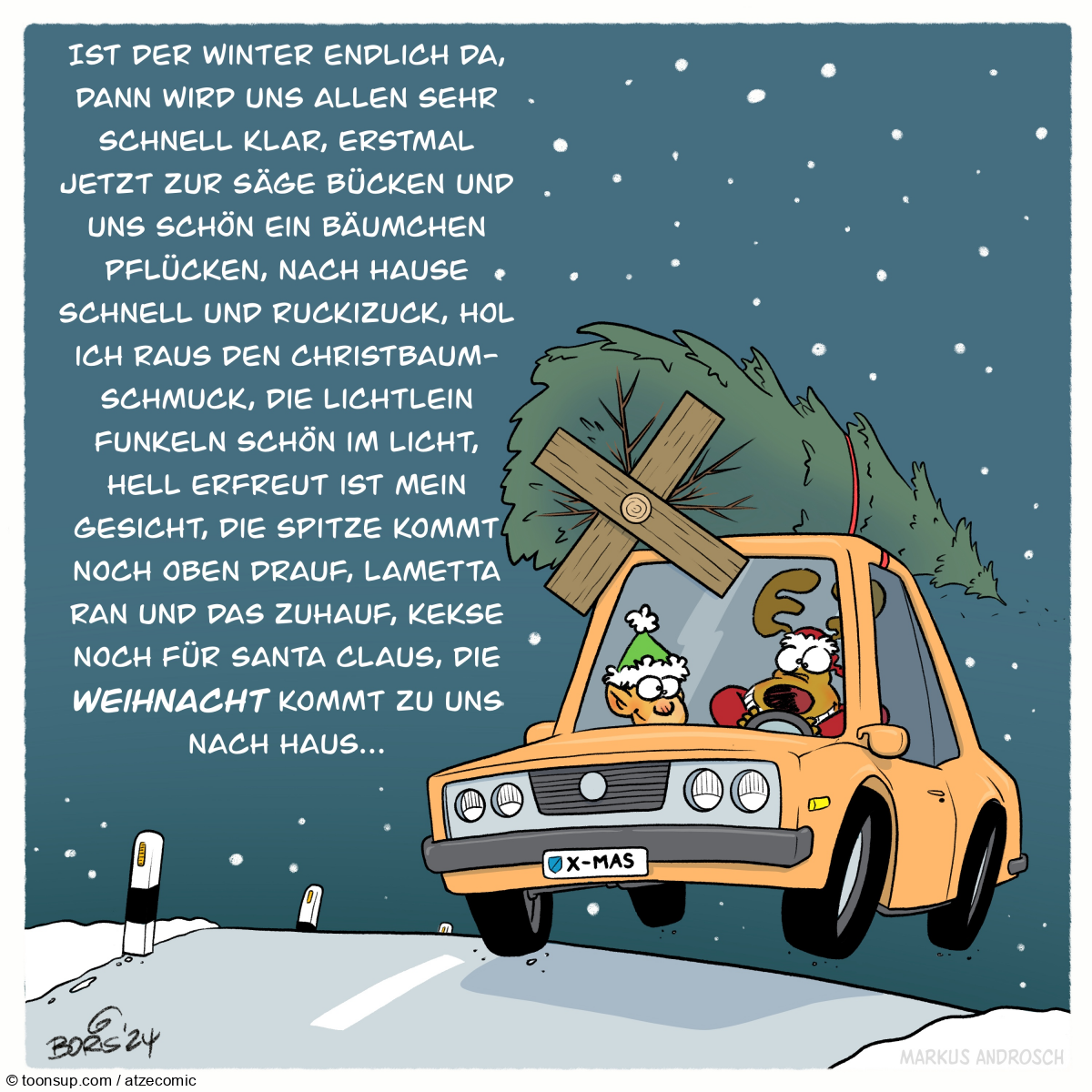 Cartoon: Finish the Cartoon Xmas 2024 Edition - Baum pflücken 1