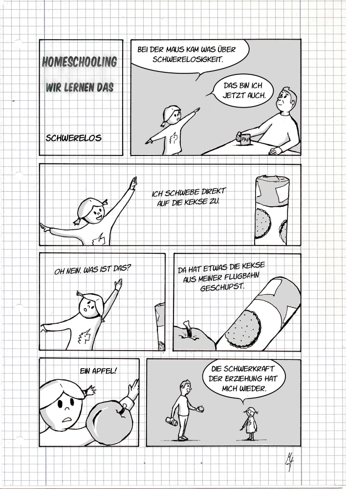 Comic: Homeschooling-Wir lernen das-Schwerelos 1