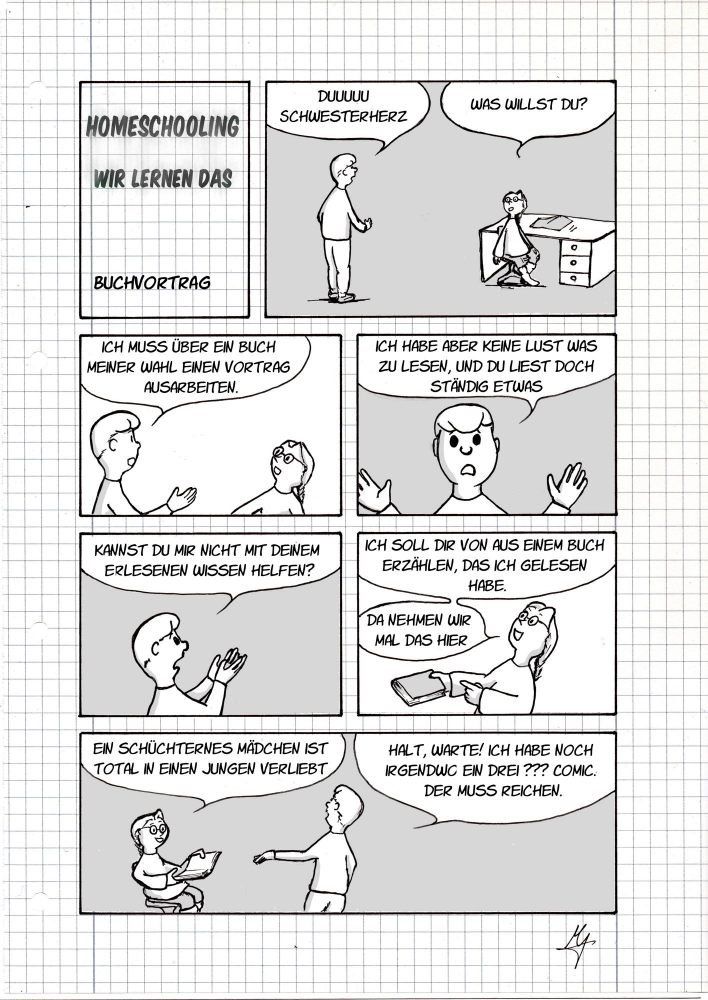 Comic: Homeschooling-Wir lernen das-Buchvortrag 1