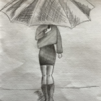 Mädchen im Regen