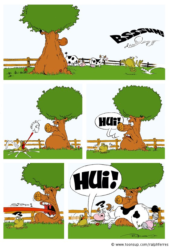Cartoon: Baum-Frosch-Kuh 1