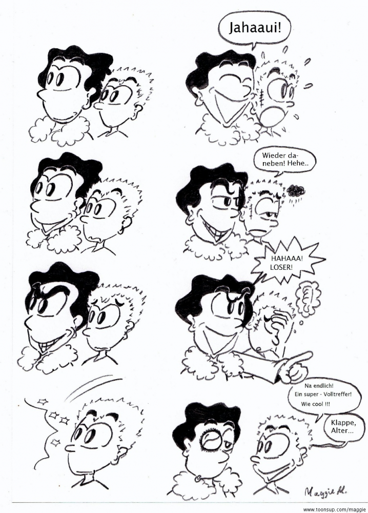 Comic: Zuschauer eines Tennisspiels 1