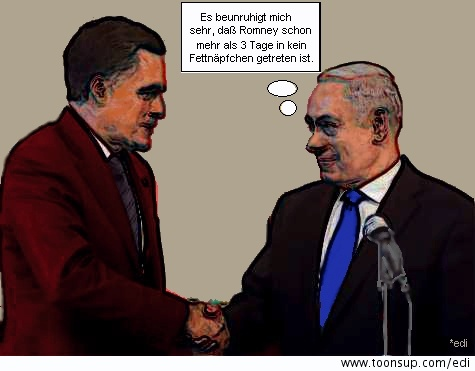 Cartoon: Romney auf Fettnäpfchen-Tour 1