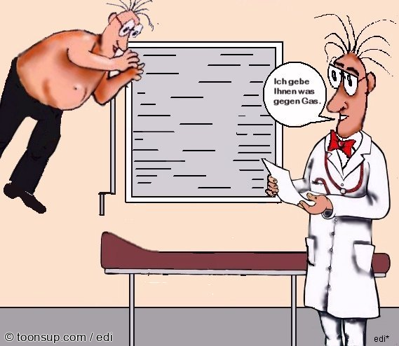 Cartoon: Harmloser Pups oder Luft im Bauch. 1