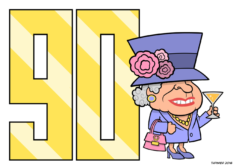 Caricature: Die Queen wird 90 1