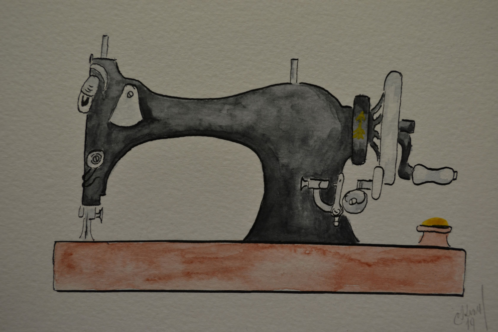 Illustration: Aquapril 2019, das Nähmaschinentier 1