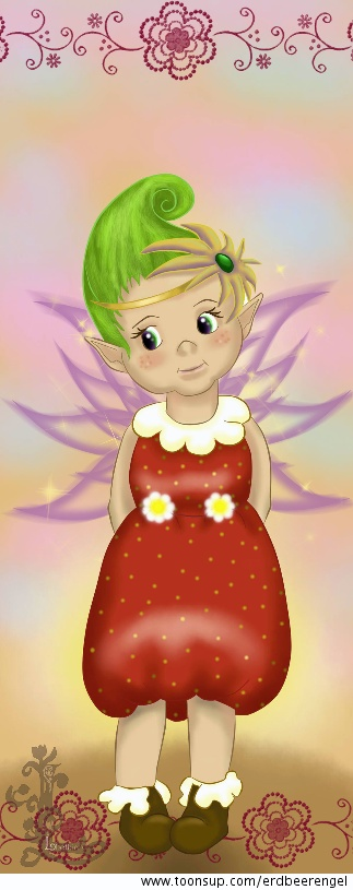 Illustration: Lesezeichen mit Erdbeerfee 1