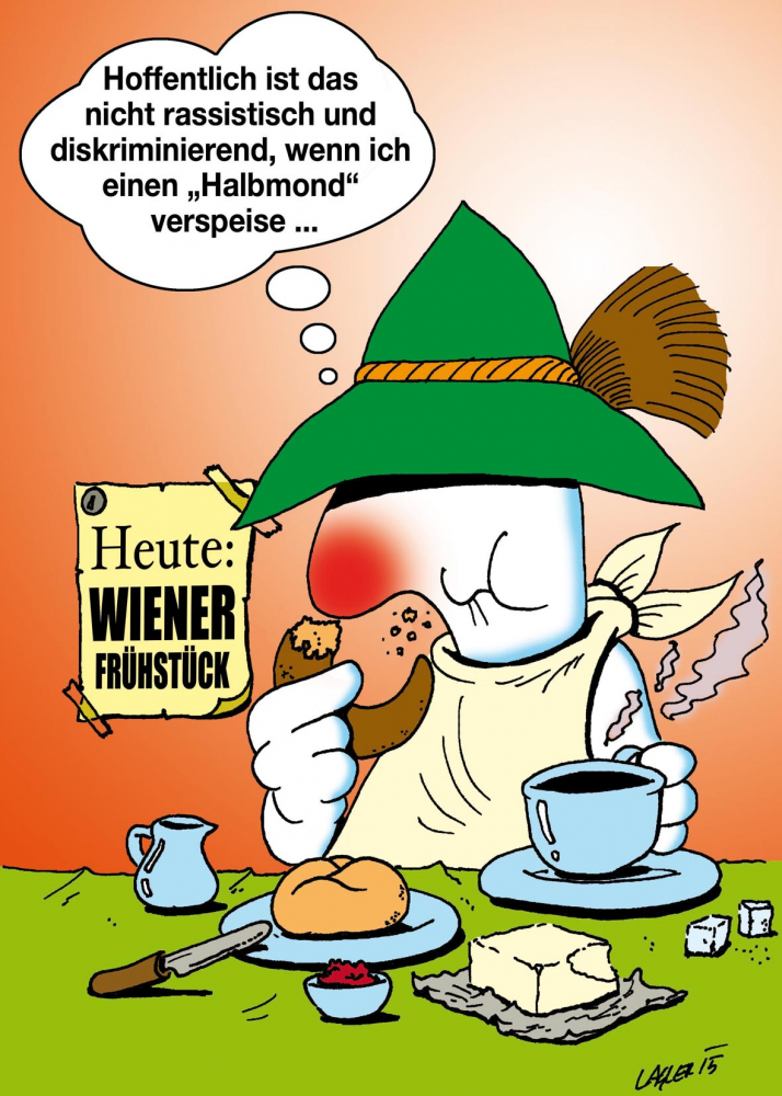 Cartoon: Philosophische Gedanken beim Wiener Frühstück. 1