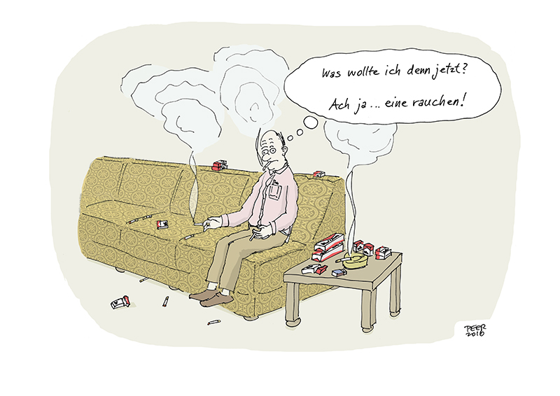 Cartoon: Wenn Alzheimer auf Nikotinsucht trifft  1