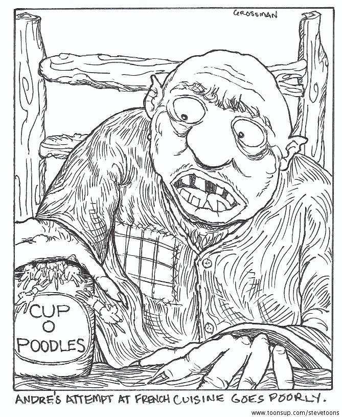 Cartoon: Andre's attempt at French quisine 1