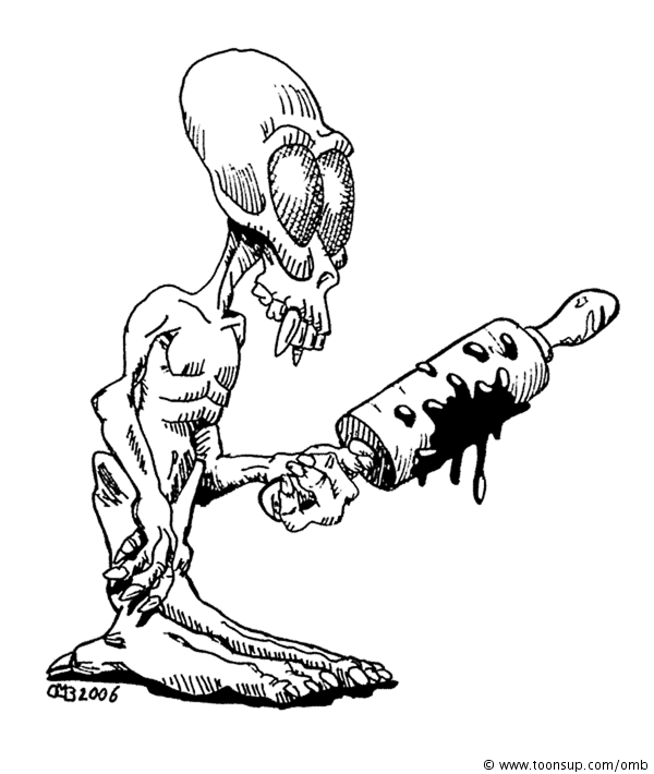 Illustration: Alien mit Nudelholz 1