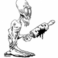 Alien mit Nudelholz