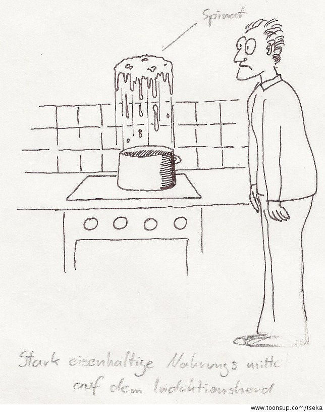 Cartoon: Eisenhaltige Nahrung auf dem Induktionsherd 1