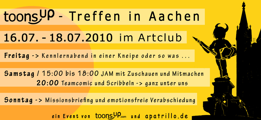 Illustration: Flyer Toonsup-Treffen Aachen intern 1