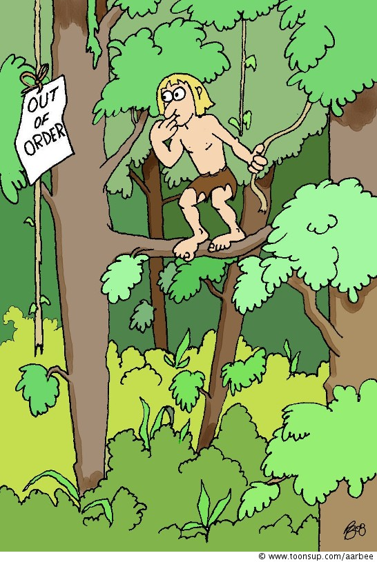 Cartoon: Tarzan,at  the end of his rope? 1