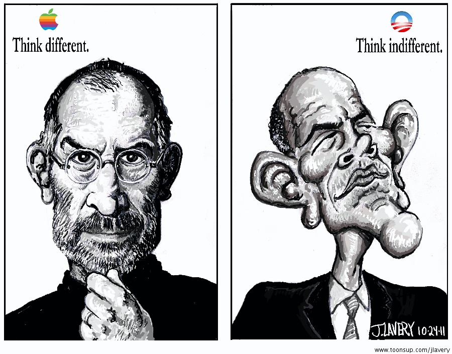 Cartoon: Steve Jobs vs. Obama - Toonsup Cartoon: Steve Jobs vs. Obama - Toonsup