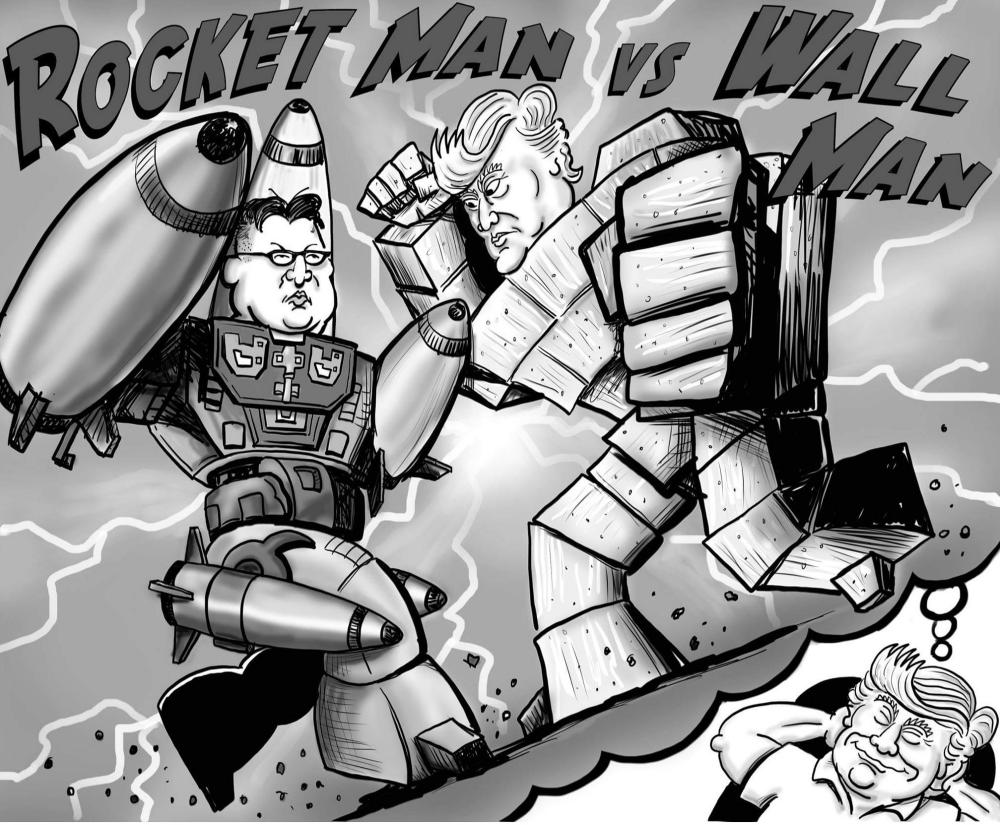 Illustration: Rocket Man vs Wall Man 1