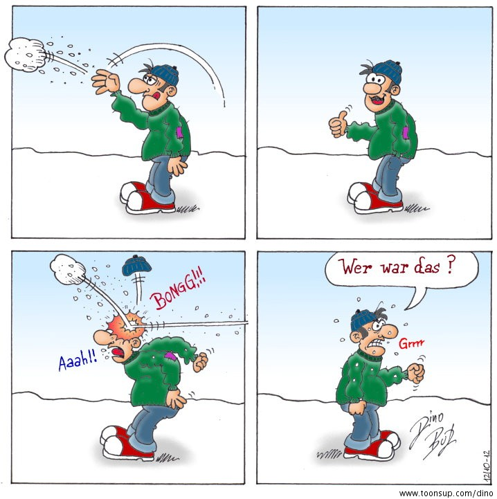 Cartoon: Schneeballschlacht 1