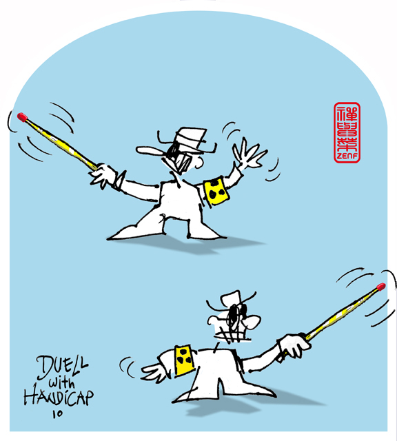 Cartoon: duell with handicap 1