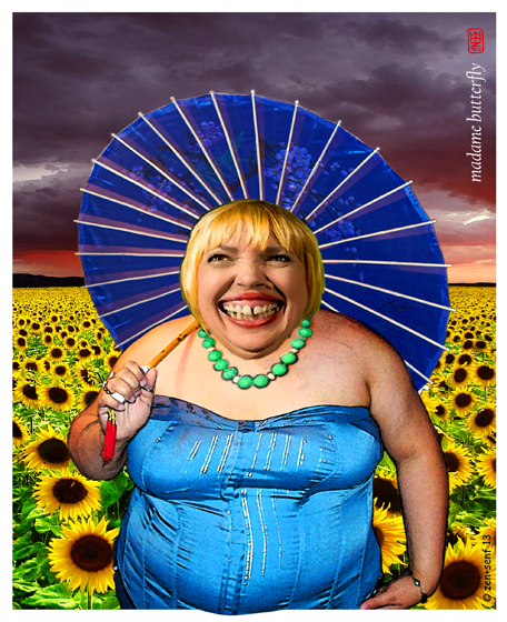 Caricature: Madam Butterfly-Claudia Roth 1