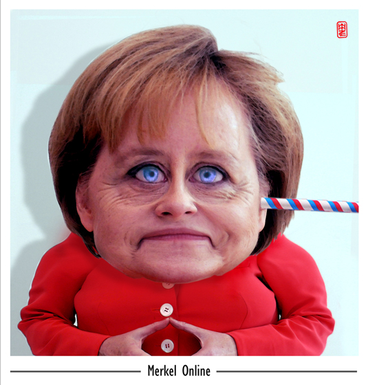 Cartoon: Merkel-Online/Offline 1