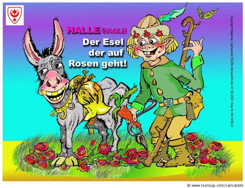 Concept Art / Character Design: Postkarte für die Stadt Halle 1
