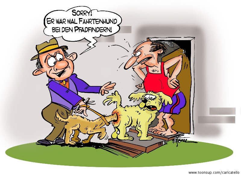 Cartoon: ooops PfadfinderFährtenhund 1