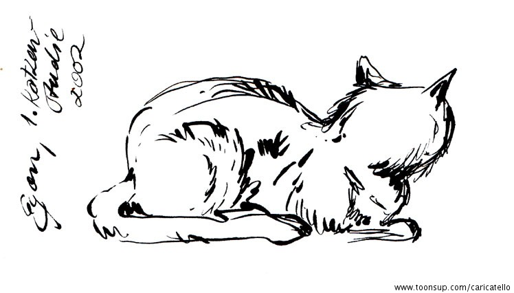 Cartoon: Katzenstudie SW/und coloriert 2002 2